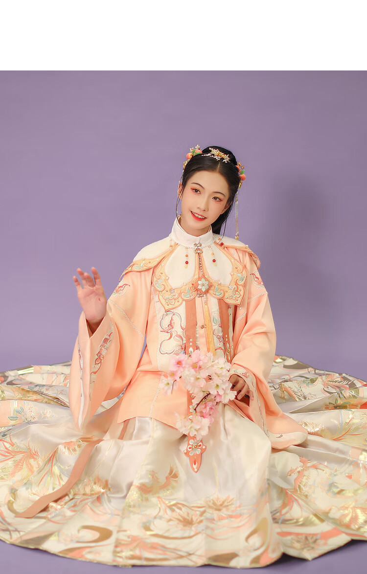 汉尚华莲汉服女凤仙引马面裙凤凰织金原创 米白马面裙一件-现货 l