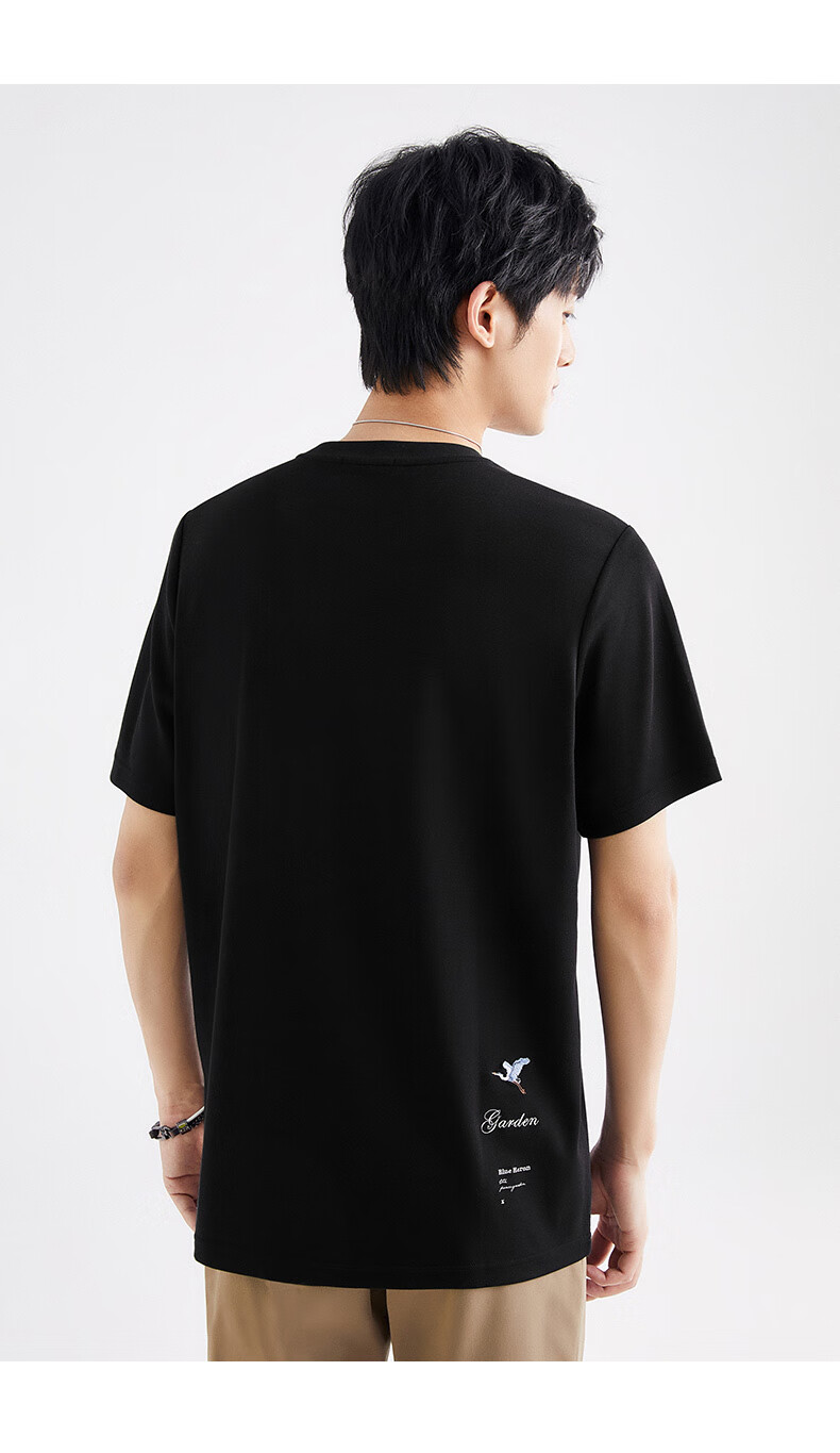 太平鸟男装 短袖t恤莫代尔宽松舒适圆领短袖2021夏季新款男士体恤