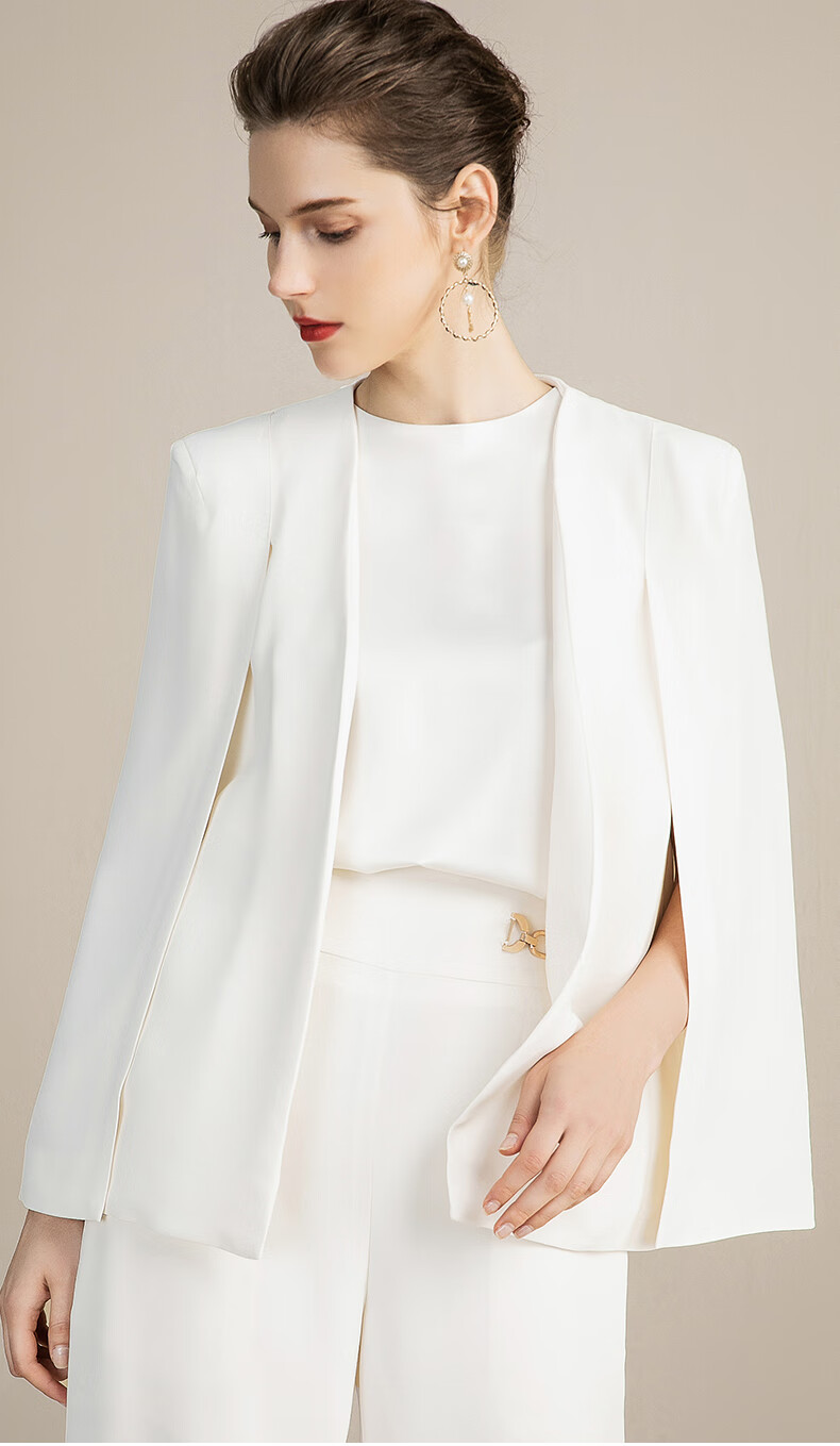 西装套装女秋高端总裁主持职业正装设计感小西服 披风 背心 阔腿裤