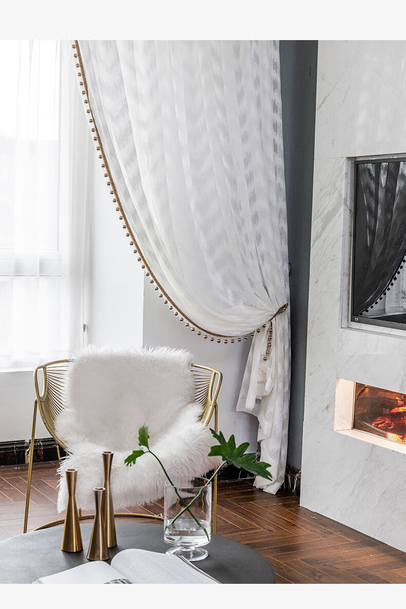 白纱窗帘纱帘透光不透人纱飘窗阳台纱客厅卧室半遮光窗纱新款天丝绒