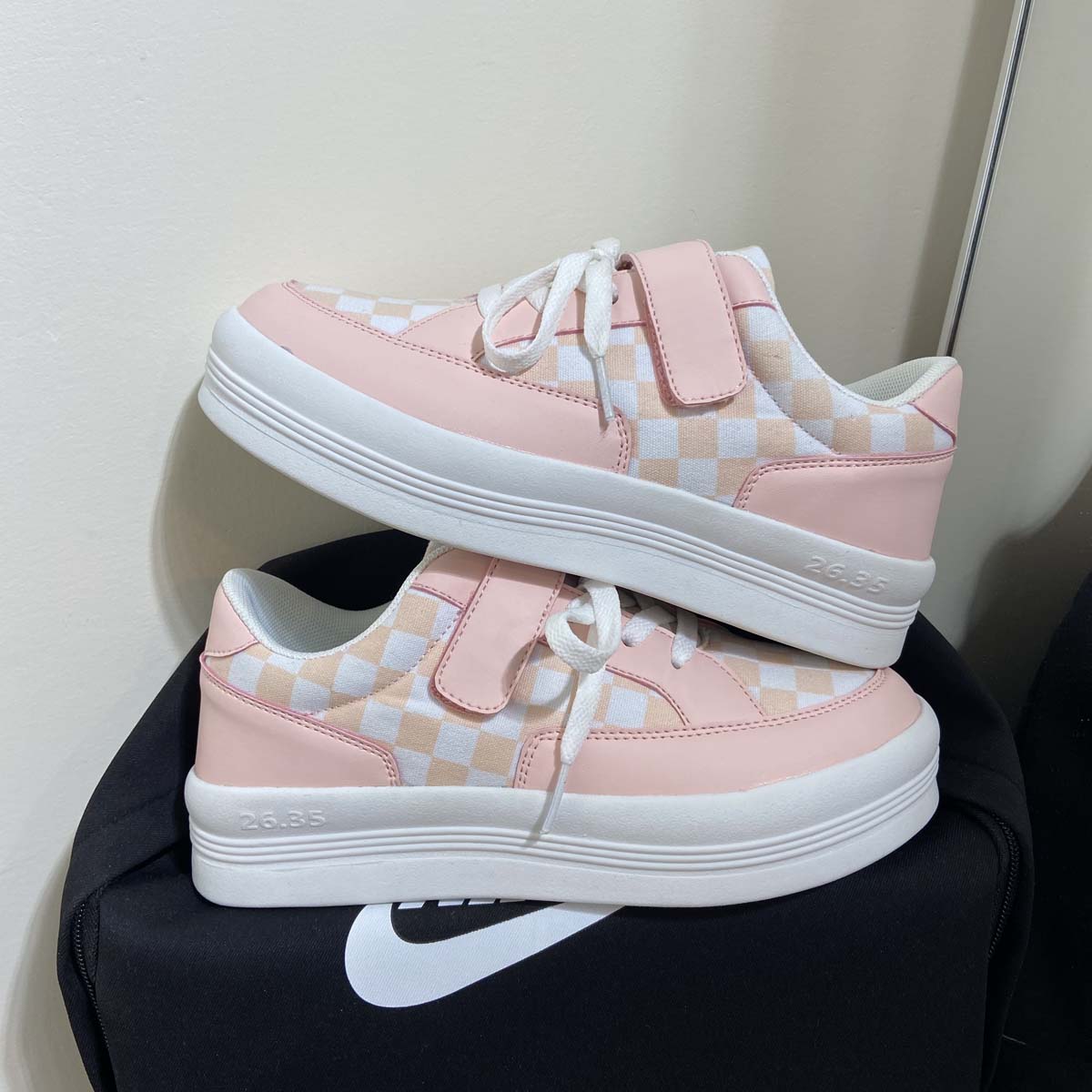 联名款2021春夏季日系原创少女心甜美软妹jk格子运动板鞋大头学生跑步