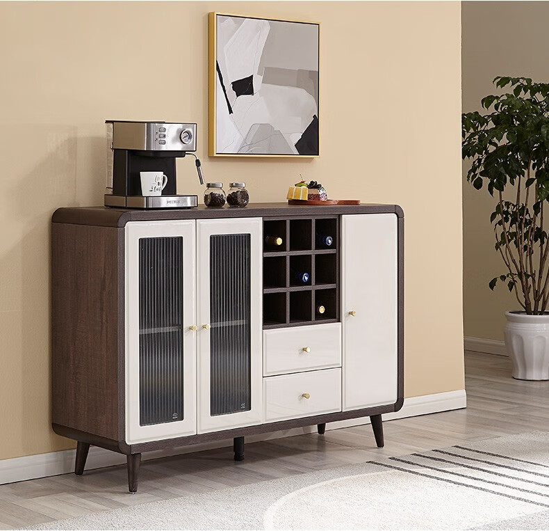 全友家居餐边柜 现代北欧e1级储物柜立柜 实木腿备餐柜客厅餐厅柜子