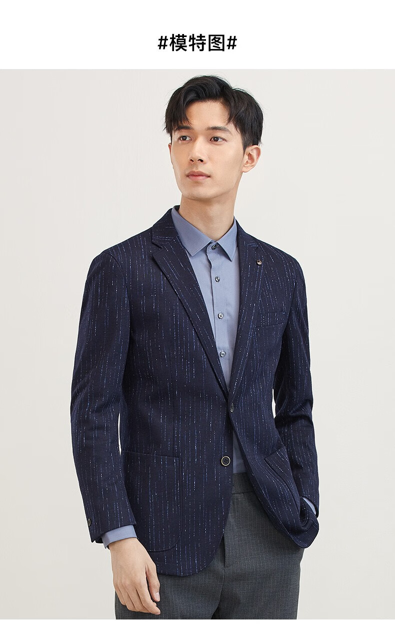 罗蒙西服男新款时尚青年休闲商务单西外套男士1f032ah4灰格18096a