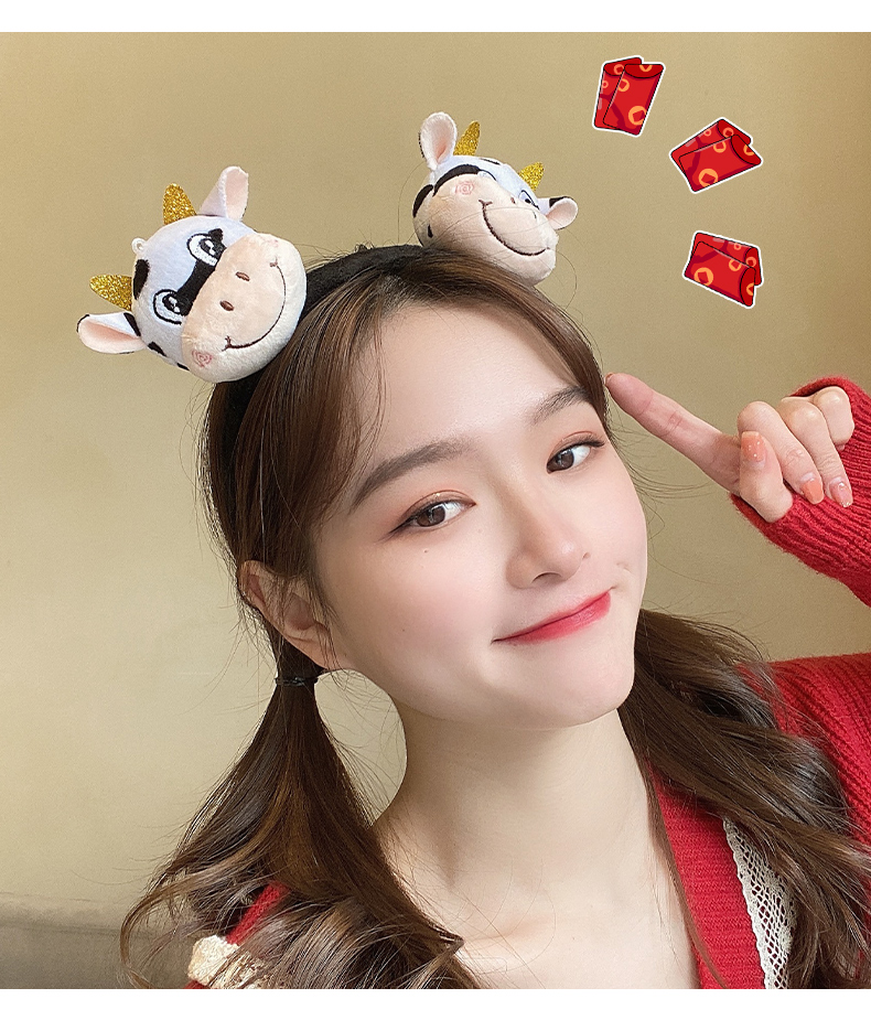 牛年牛气冲天本命年发箍牛角过年头饰2021牛年新款小牛可爱头箍女