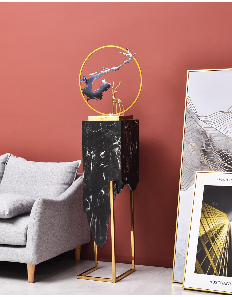 艾暮琳轻奢高档高落地金山喷泉客厅阳台玄关过道落地装饰摆件循环水