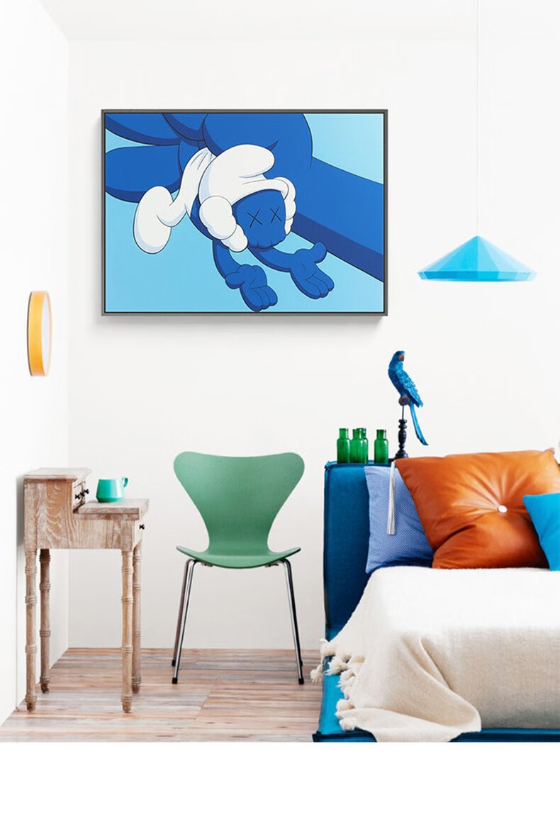 巴洛伊kaws波普大师艺术家蓝精灵壁画北欧儿童房装饰画小孩子房间卧室
