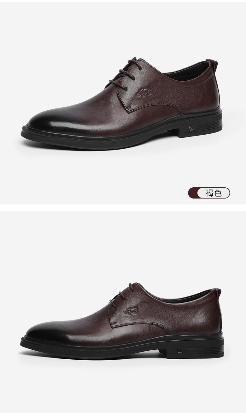 volo犀牛男鞋2022春季新品正装西装皮鞋男士手抓纹德比鞋黑色2862205