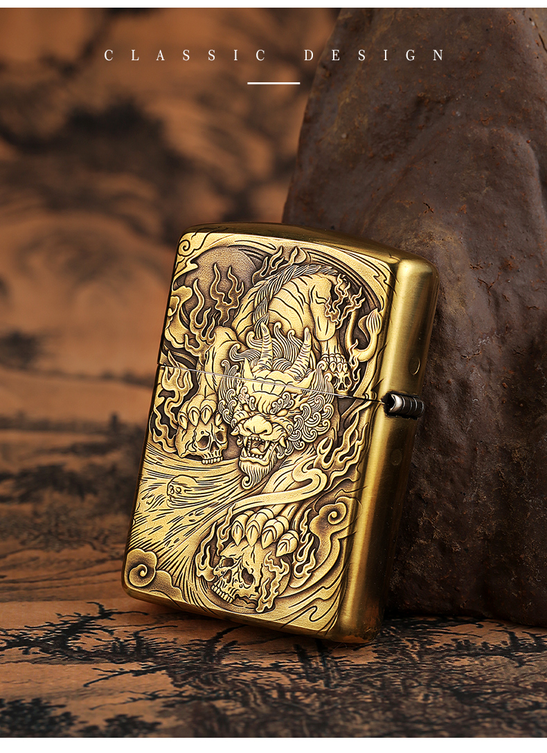 zippo打火机进宝鬼王貔貅金色盔甲防风煤油火机男士送礼鬼王貔貅