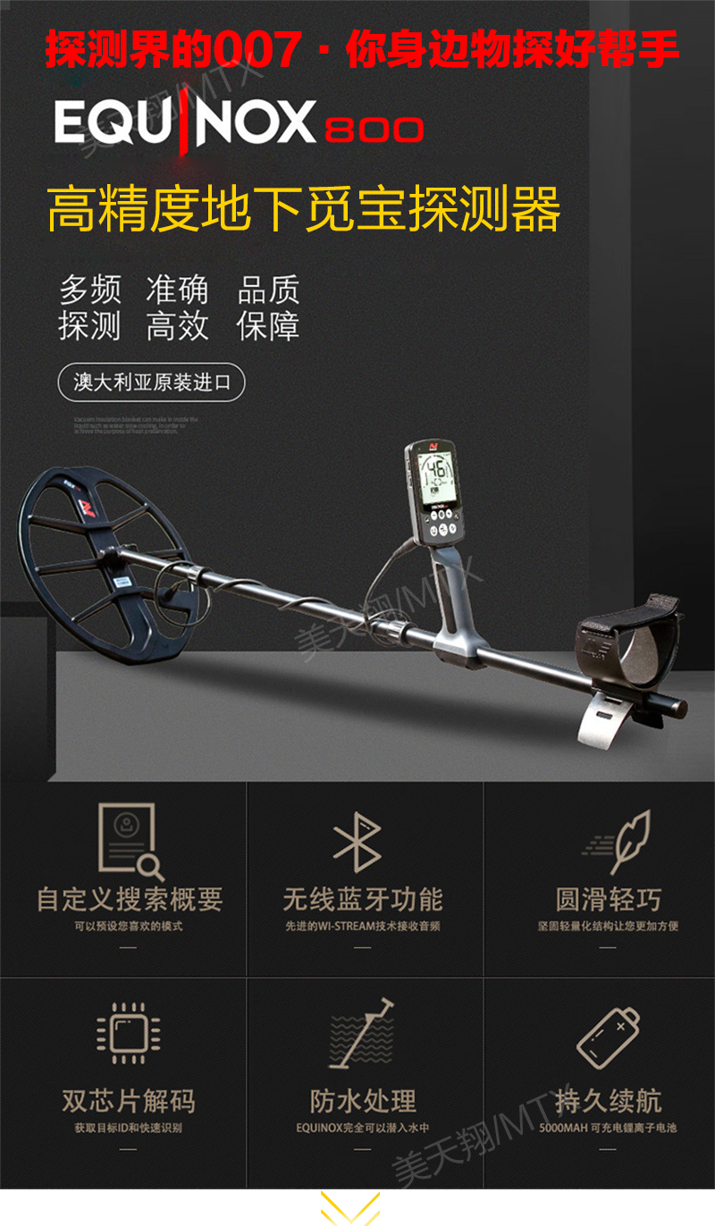 铜探宝器户外沙金狗头金寻宝器可区分金属种类 觅宝800(11英寸探盘)