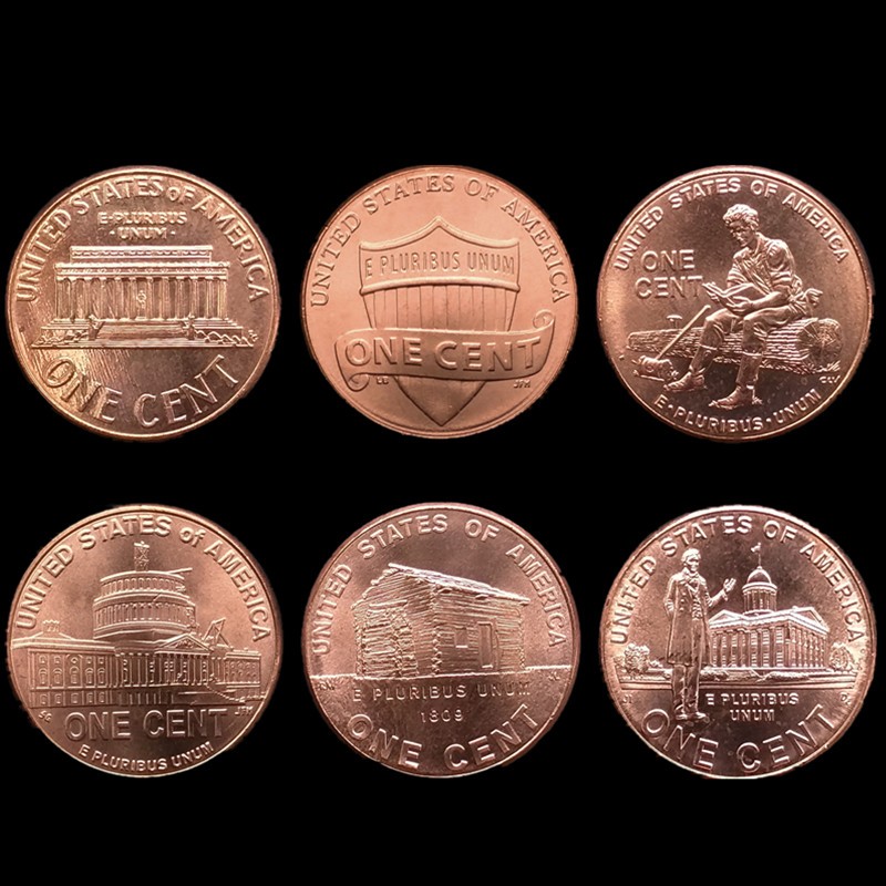 包邮 外国钱币 2009年美国总统林肯诞辰200年 纪念币 美分硬币 4枚1套