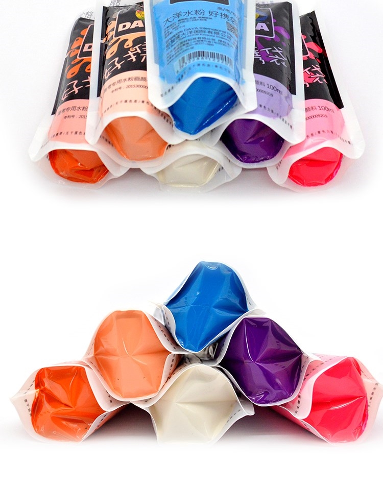 大洋水粉好携袋炫彩杯好携带水粉颜料100ml好携带无甲醛美考1 青莲 单