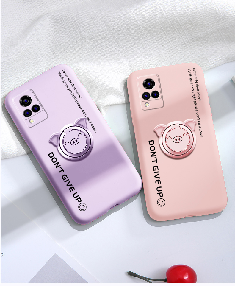 正尼vivos9手机壳s9e液态硅胶字母萌猪指环保护套软壳vivo镜头全包防