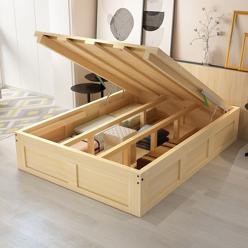 现代简约双人床现代简约双人床实木松木榻榻米箱体床单人双人床高箱