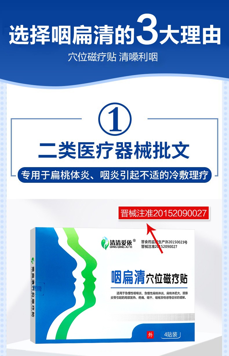 清清爱依慢性咽炎贴咽扁康医用冷敷贴咽喉贴咳嗽滤泡扁桃体发炎肥大