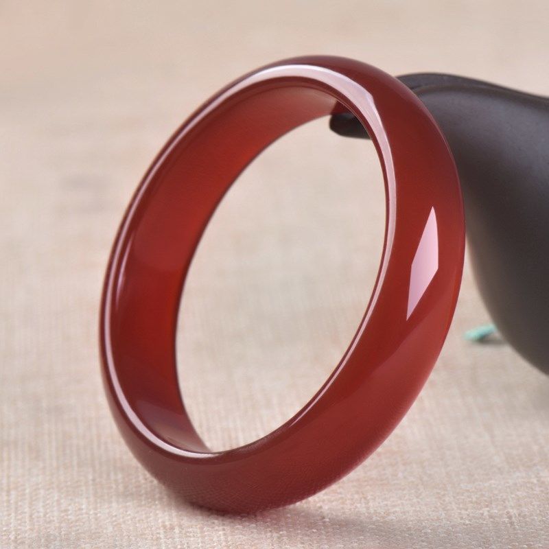 天然红玉髓古风镯子女玉手镯天然玛瑙手镯玉镯贵妃玉镯女巴西玉髓 52-