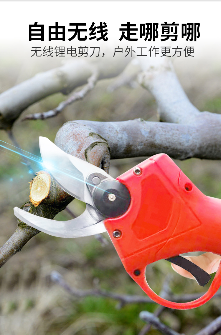 电动修枝剪充电式强力锂电剪刀园林苹果树粗枝剪树枝林修电剪168v送