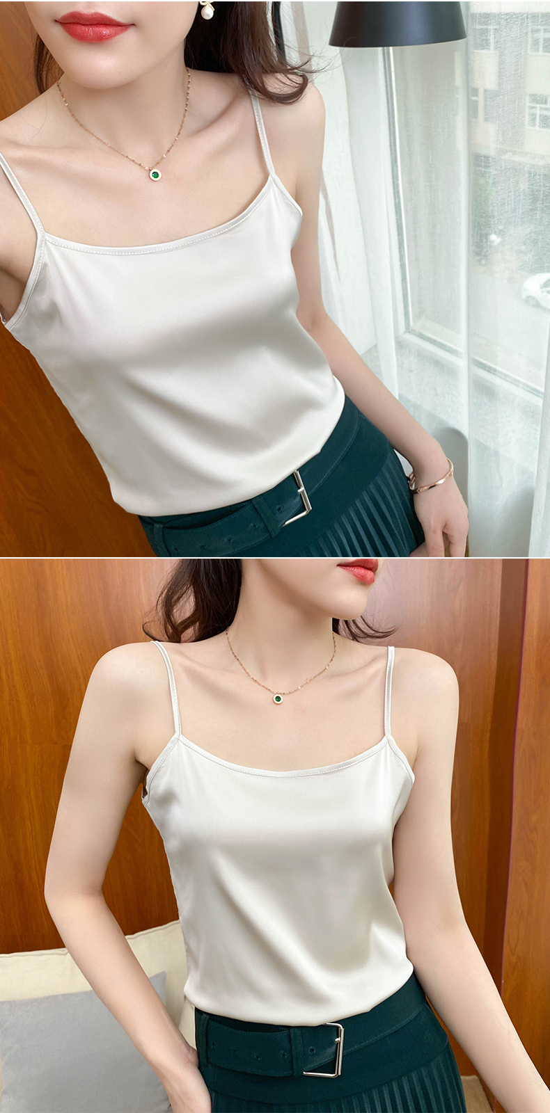 吊带背心一字领女内搭春夏季配小西装打底外穿缎面上衣ins潮 紫色 s