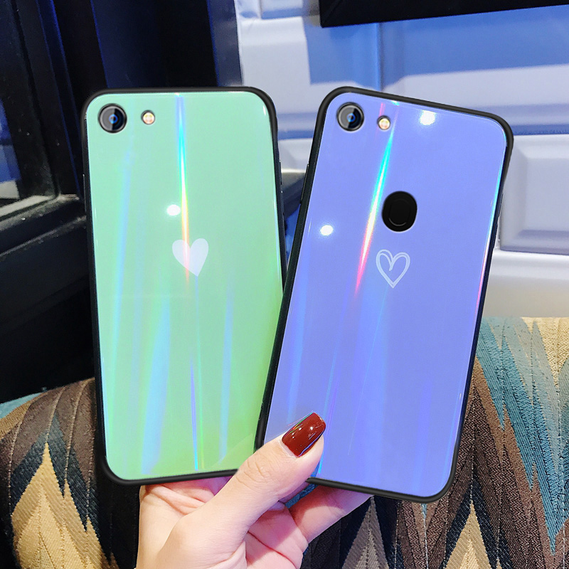 芒多智小清新抹茶绿爱心oppoa7x手机壳a5玻璃a83男女款a59s网红a3潮牌