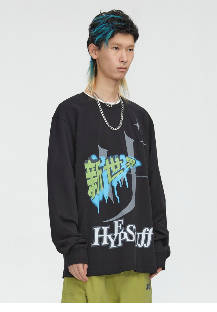 【inxxstreetlab】hypestuff潮牌情侣个性印花长袖t恤男女通款hub