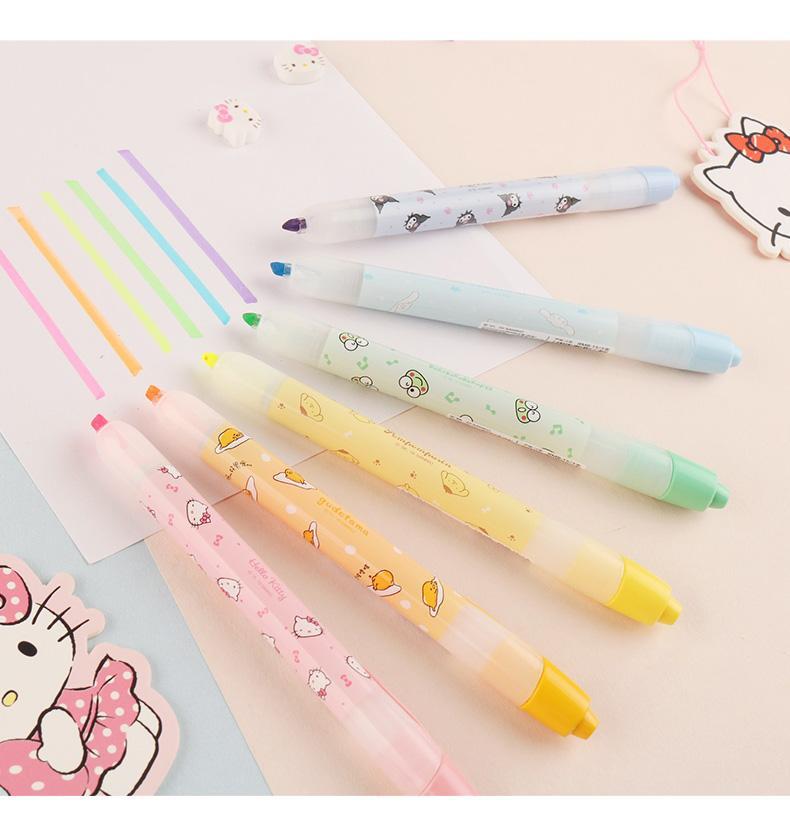 店长推荐miniso/名创优品 日本彩色斜口学生多色鲜亮按动荧光笔