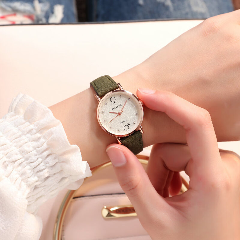 樱花粉可爱少女学生手表韩版简约潮流休闲ins风闺蜜小清新石英表 粉色