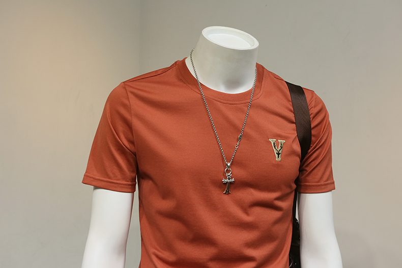 andseeyou男装 v字刺绣小标t恤男 休闲男士打底短袖男 2021年新款衣服