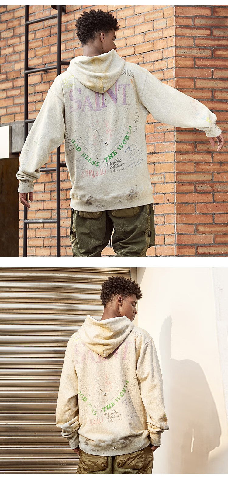 saint michael美式潮牌高街休闲宽松男女套头帽衫fog连帽卫衣官方官网