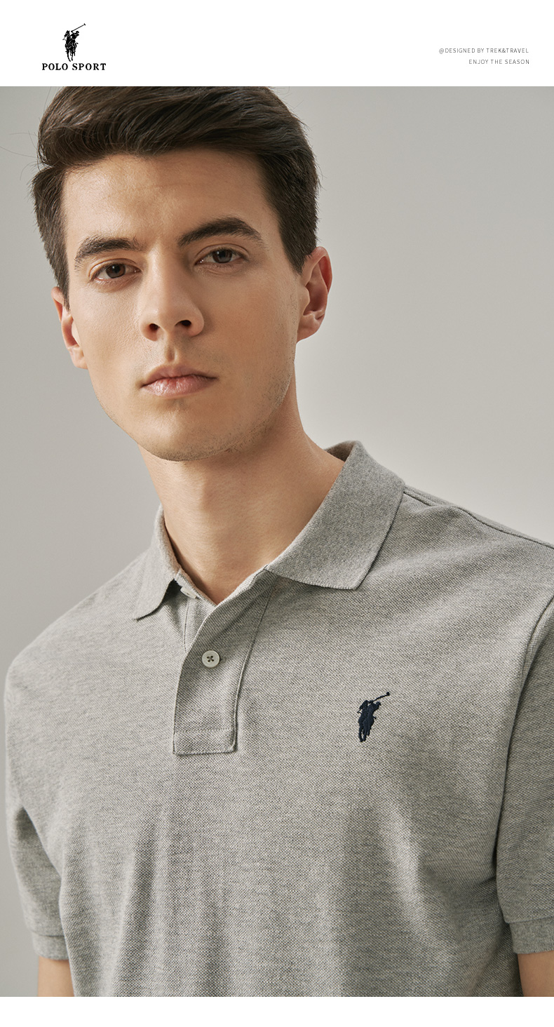 polo sport男士短袖polo衫绣花棉休闲上衣服2021春夏季新品 黑色 s