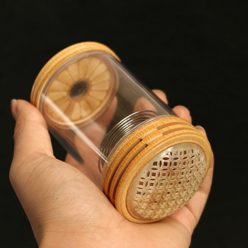 利语源生态环保家居あぃ精品海派镶嵌老玉竹蝈蝈罐竹制蛐蛐鸣虫叫罐