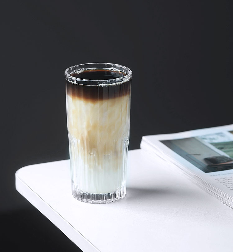 网红复古刻花玻璃杯拿铁咖啡杯特色饮品杯冰球威士忌啤酒杯ins风小号