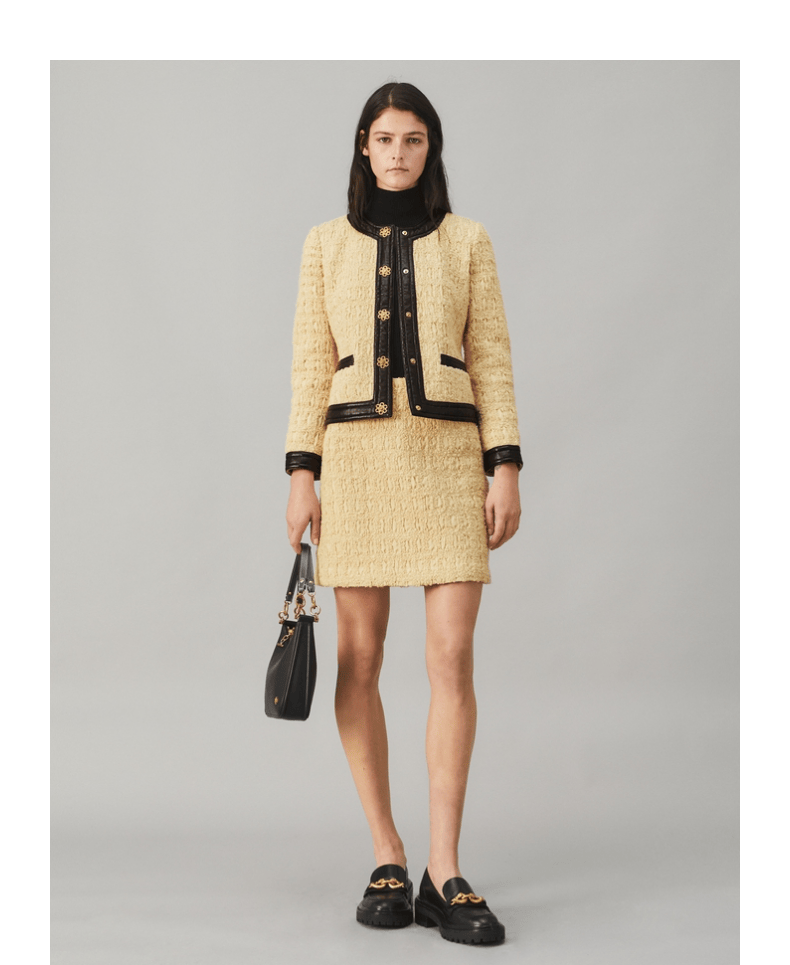 618盛典toryburch汤丽柏琦22假日女装粗花呢外套87467深天然象牙白