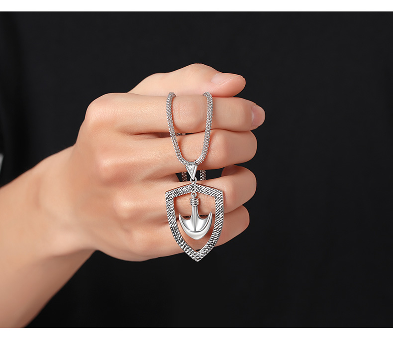 missjujupt950铂金吊坠男士白金挂坠大吊牌个性船锚项坠子挂件定制