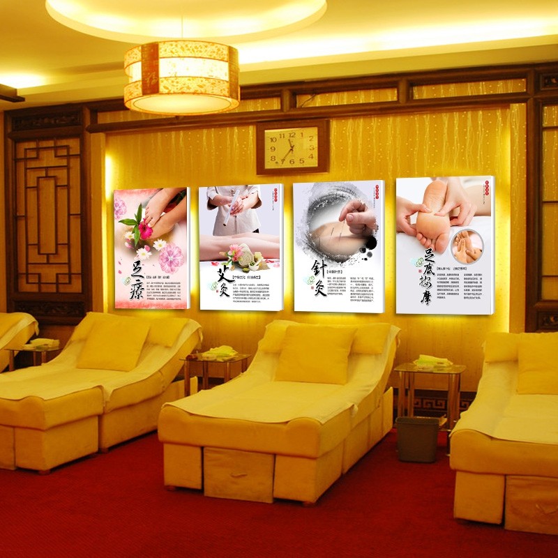 赤槿足浴足疗店装饰画洗脚足底按摩拔罐足疗壁画推拿针灸养生会所挂画