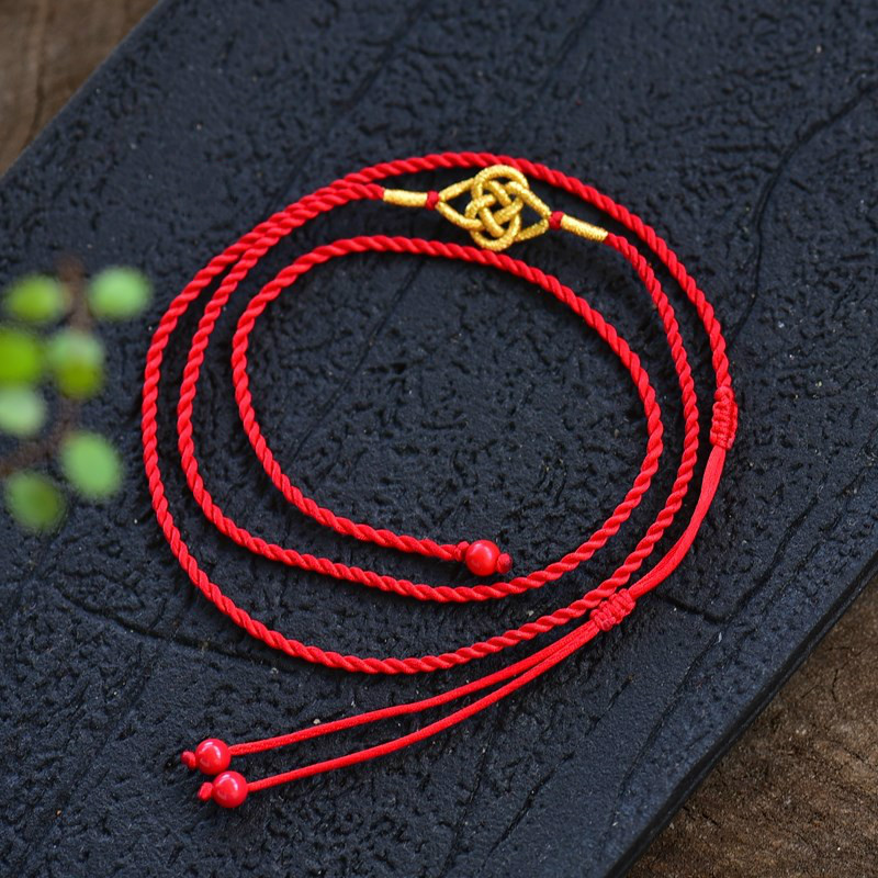 安岁红绳月石缘腰链女本命年礼物男色带性感光身生肖属牛 腰围2尺7=90