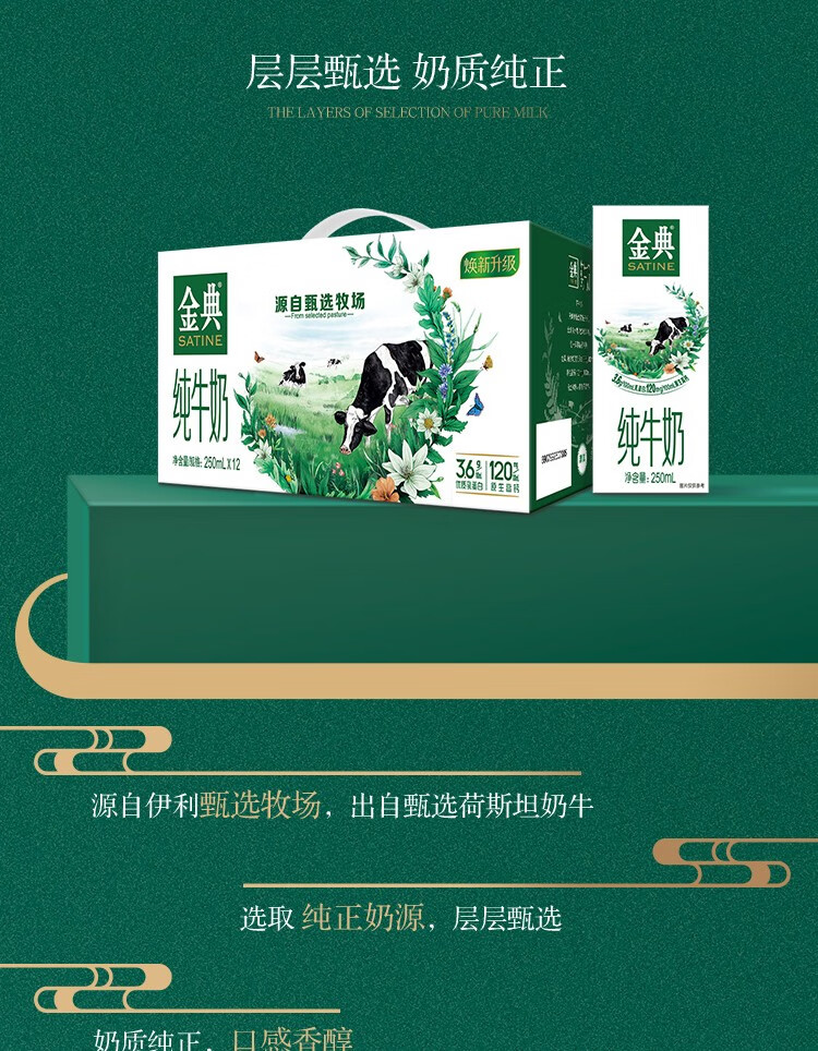 25973-伊利金典纯牛奶饮品250mlx12盒\/提儿童学生成人老人早餐奶原味常温(礼盒装)-详情图