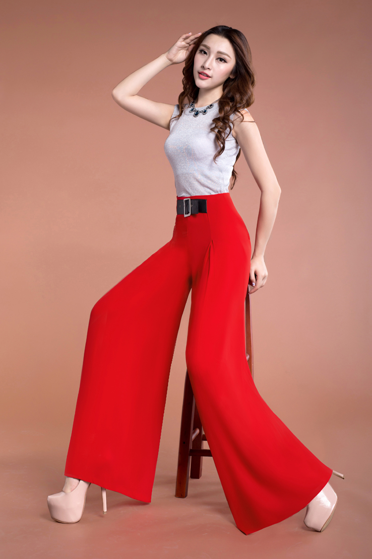 甩裤女 宽腿裤女裤时尚秋装雪纺裤高腰垂感阔腿裤宽脚甩腿裤休闲裙裤