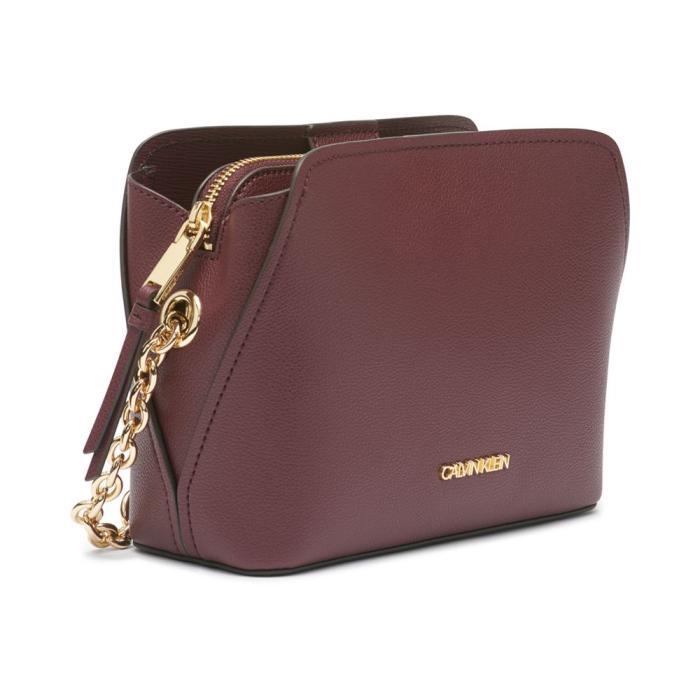 calvin klein/ck女士hailey卵石纹清新pu斜挎包中央拉链隔层可调节