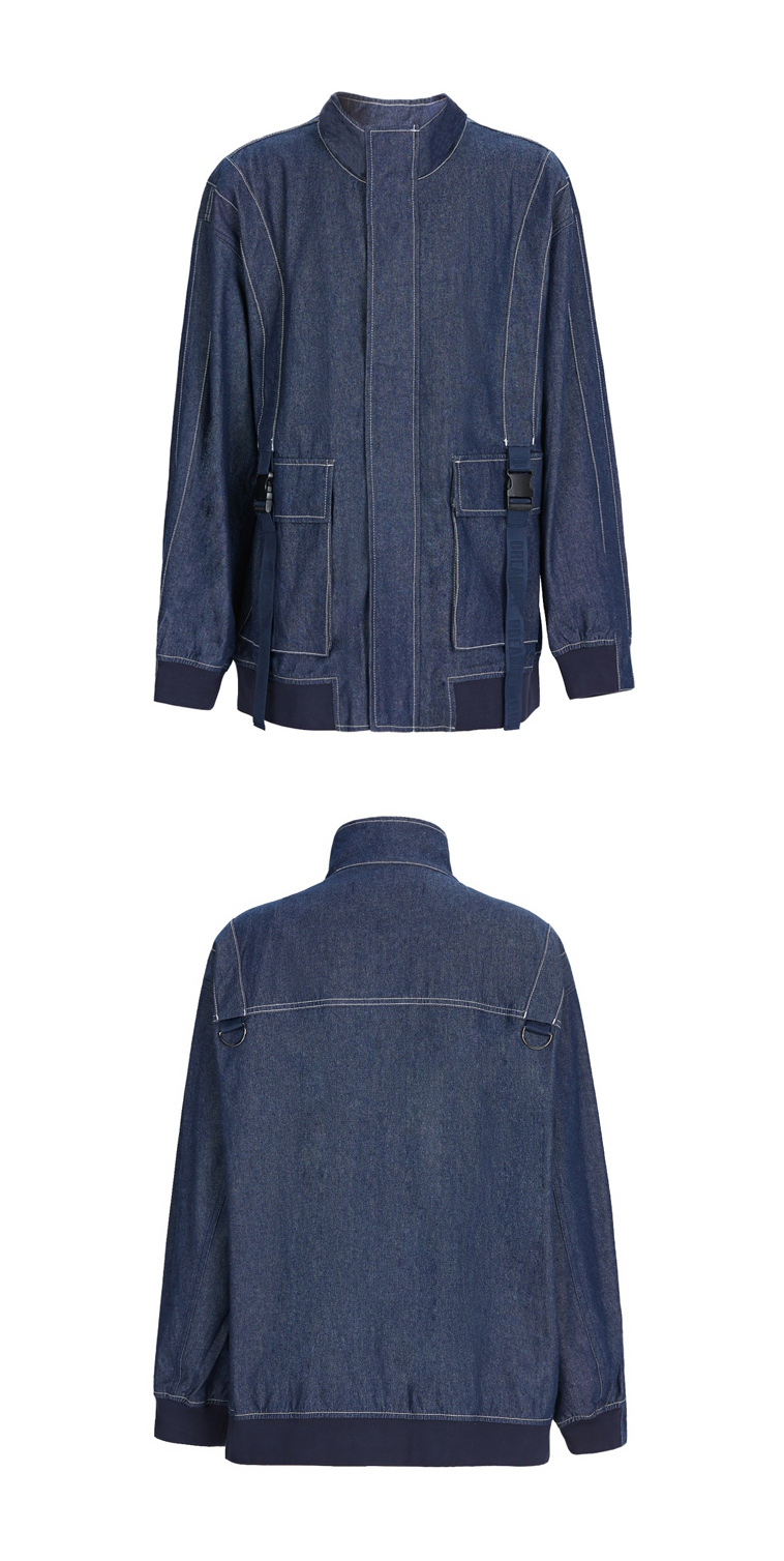 trendiano潮牌秋季男装棉质牛仔工装夹克外套3zc3044260 深蓝650 s