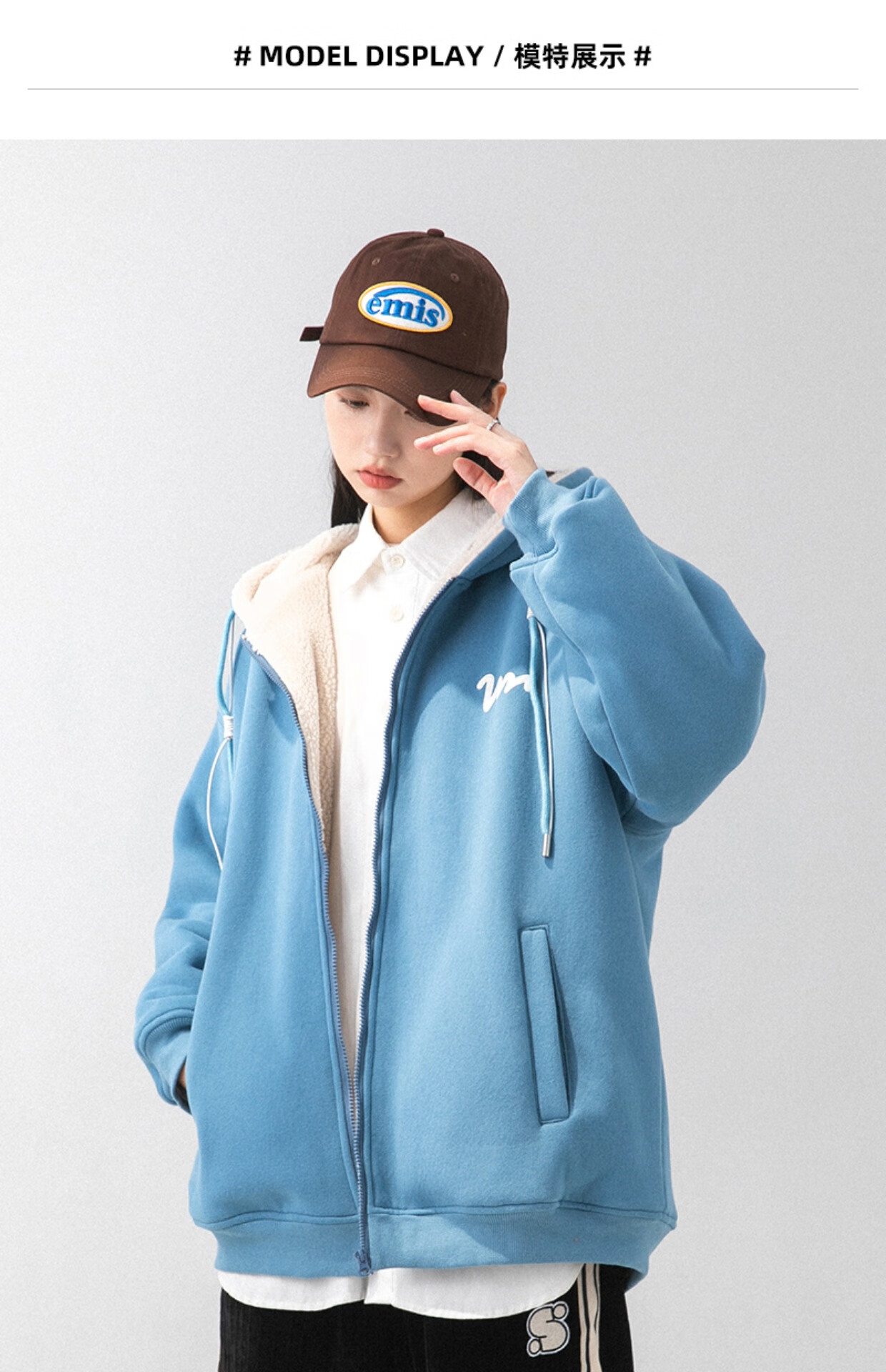 拉夏贝尔la卫衣女azlan连帽外套加绒加厚运动休闲开衫情侣宽松vintage