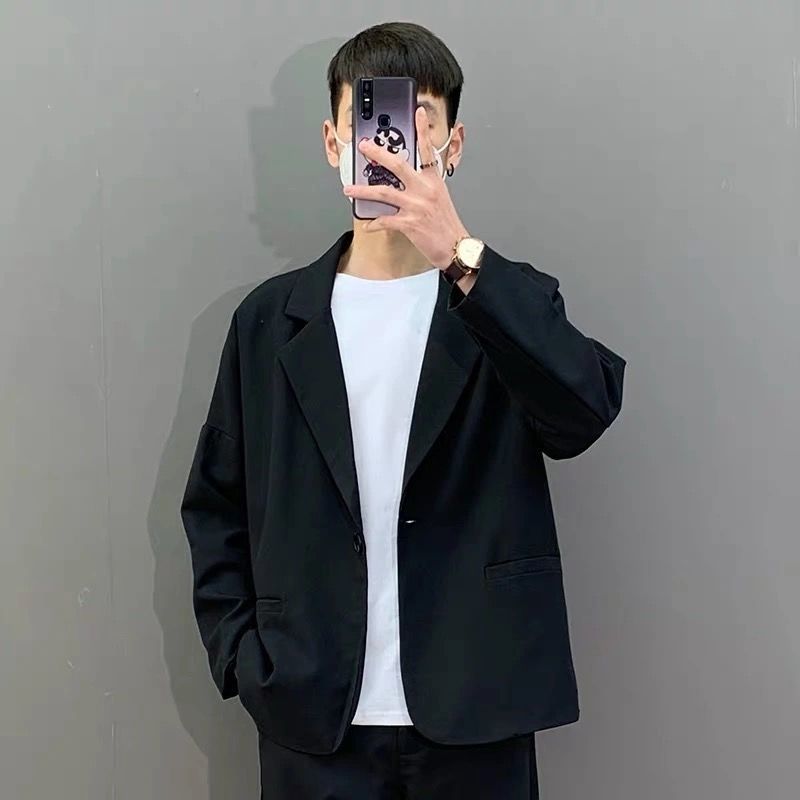 十八岁成人礼服男生春季ins港风西装套装男士韩版潮流轻熟风男装宽松