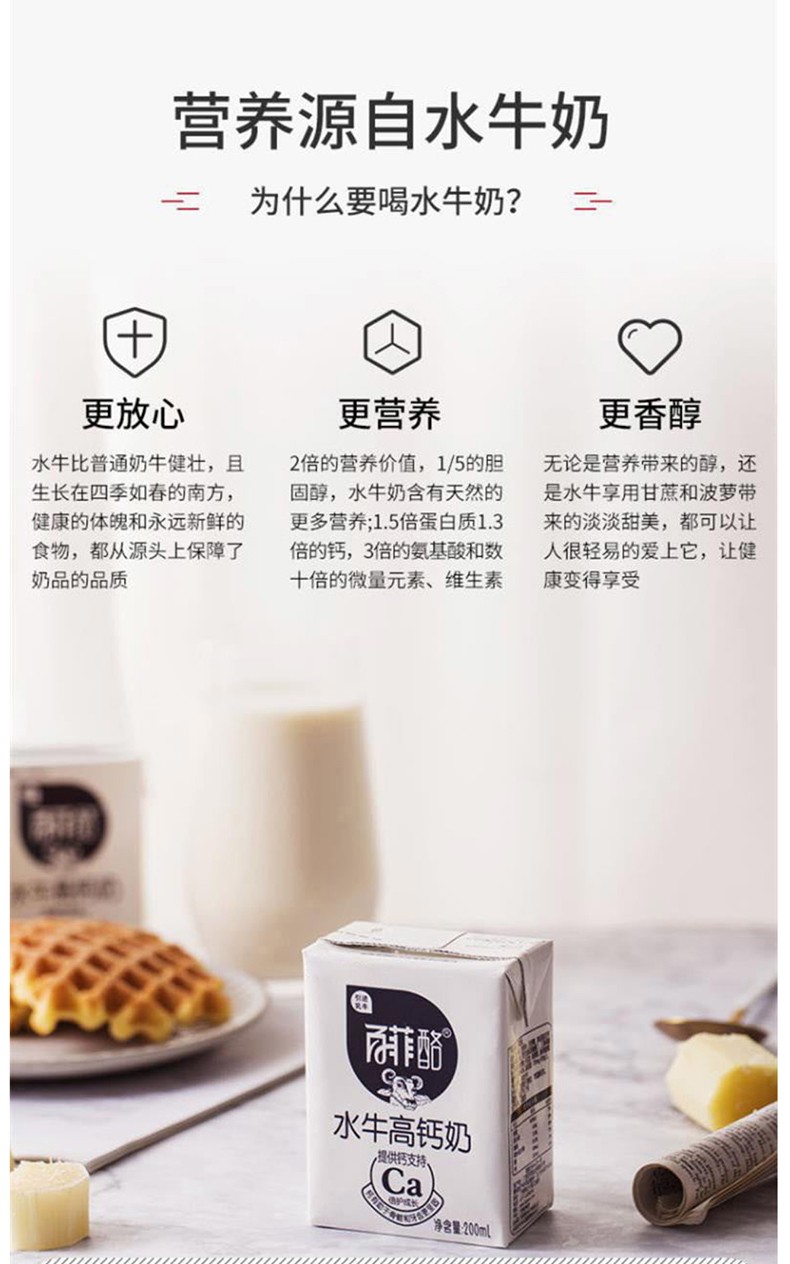 91672-百菲酪水牛高钙奶200ml*10盒 调制乳 水牛高钙奶青少年学生成人早餐奶-详情图