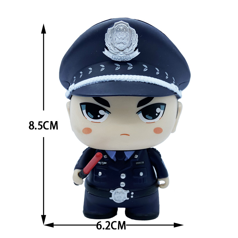 警察公仔汽车摆件卡通玩偶人偶民警生日蛋糕插件礼物礼品定制小欣一套