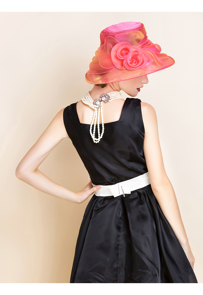 rogosky 专柜潮牌夏季时尚欧根纱遮阳礼帽休闲百搭英伦高端宴会帽名媛