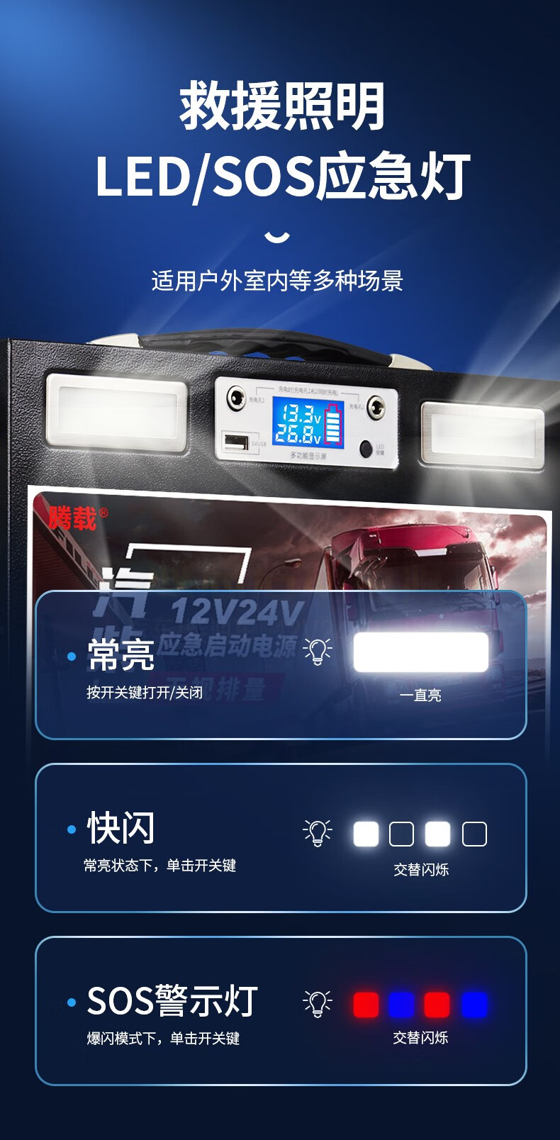 汽車應急啟動電源12v24v大貨車搭電寶電瓶大容量強起車載打火神器