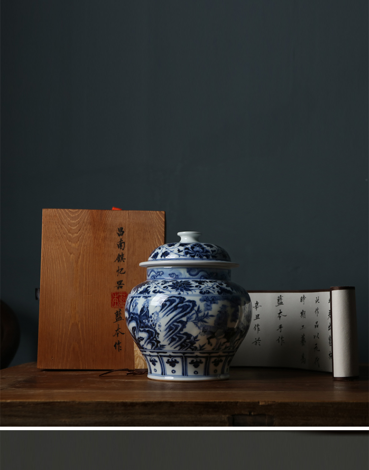 忆器蓝本慕古元青花八大罐系列之昭君出塞景德镇高端仿古陶瓷茶宠摆件
