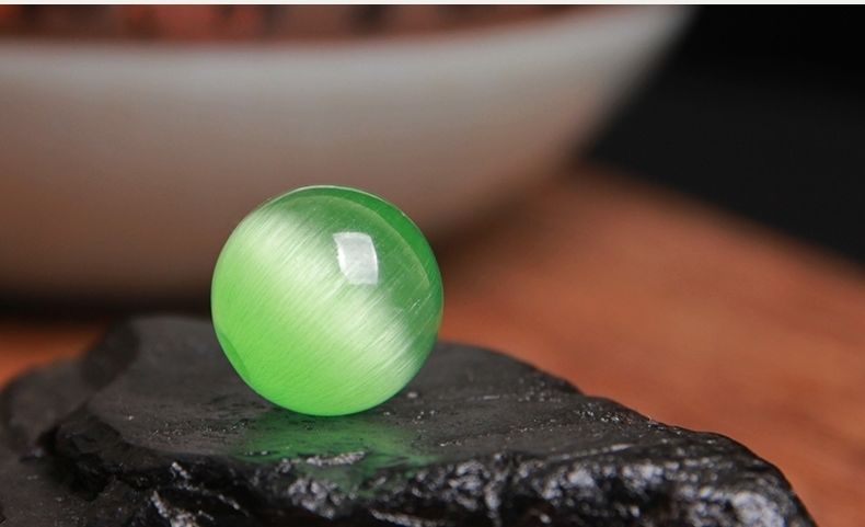 猫眼石散珠阳绿翠绿色猫眼石玉珠子满绿色猫眼石手链项链diysn89826