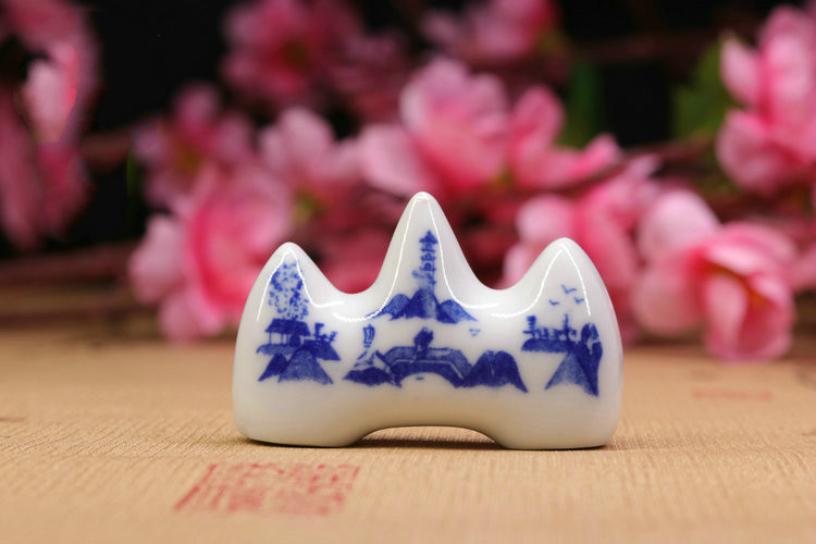 小郎人青花瓷器笔架景德镇陶瓷笔山毛笔架笔托陶瓷笔搁文房四宝书法