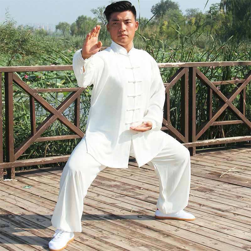 太极服男春夏季节太极拳练功服装女武术比赛演出服装中国风 白色男 xs