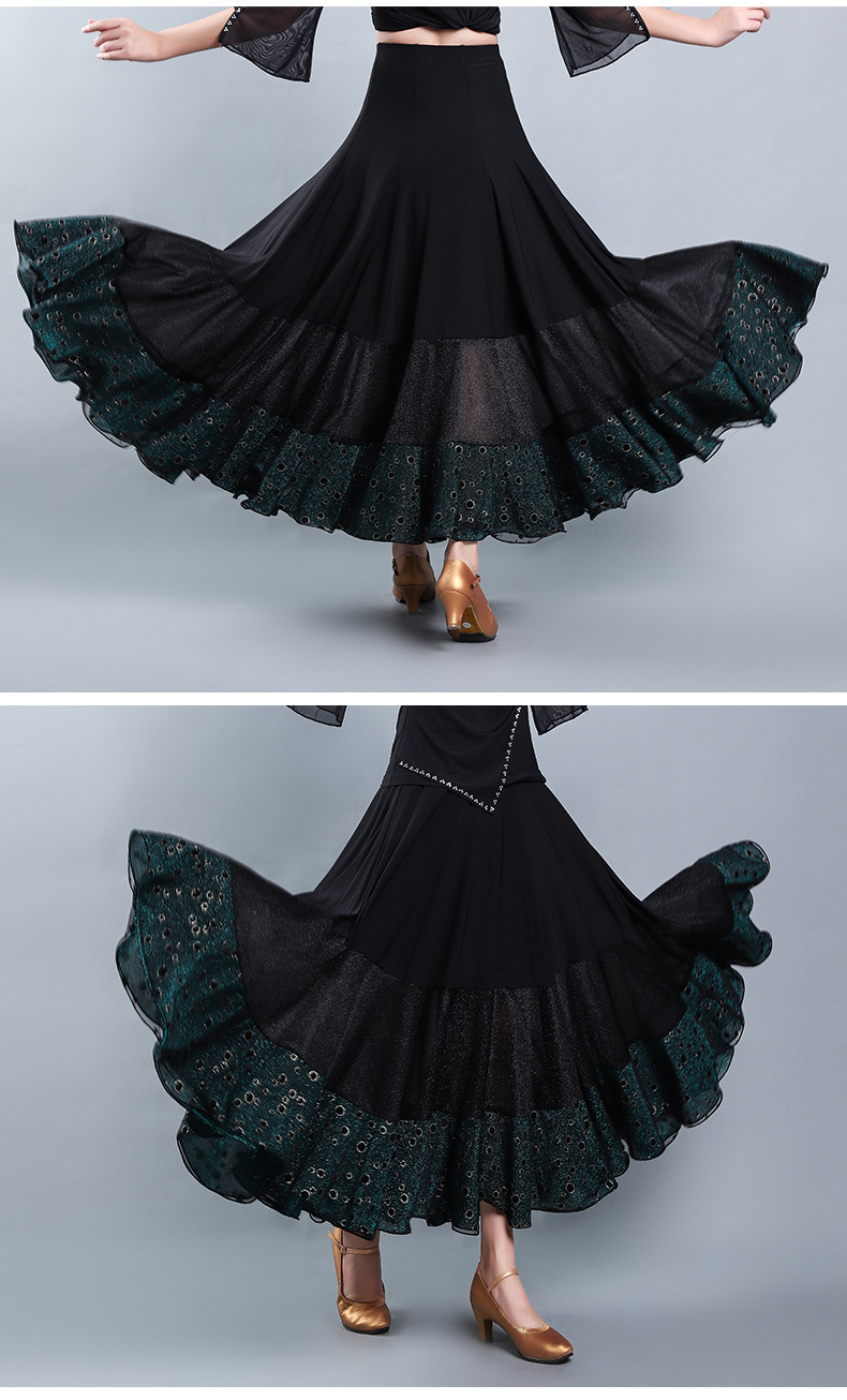 水道兵摩登舞大摆裙女新款华尔兹探戈交际舞练习长裙交谊舞蹈半身裙