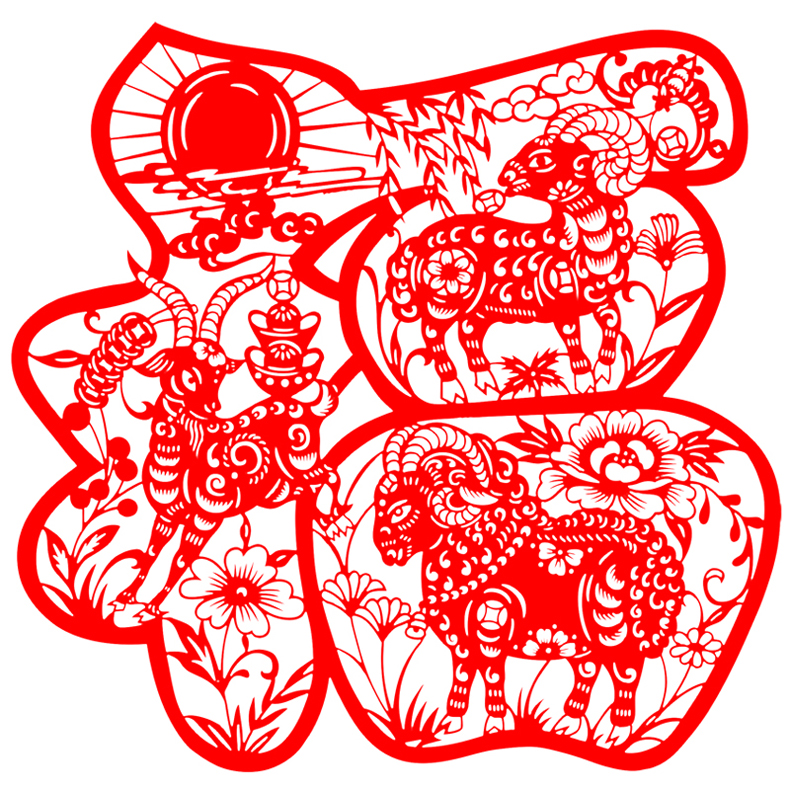万格云2021新年牛年剪纸窗花中国特色出国礼品蔚县客厅装饰画过年福字